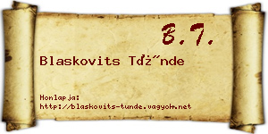 Blaskovits Tünde névjegykártya